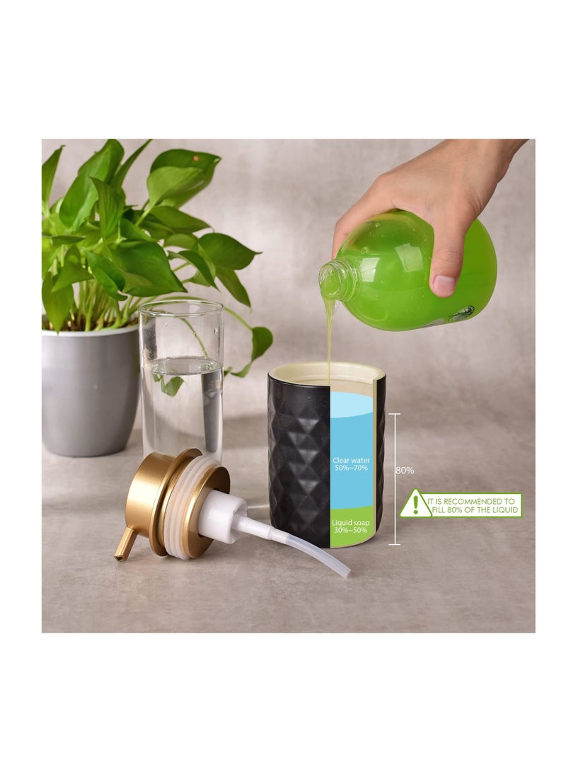 SOLARAE موزع رغوة، موزع مضخة يدوي لموزع الصابون الرغوي، موزع سائل خزفي للمطبخ والحمام، زجاجة غسل اليدين (13.5 أونصة/400 مل أسود) - Image 4