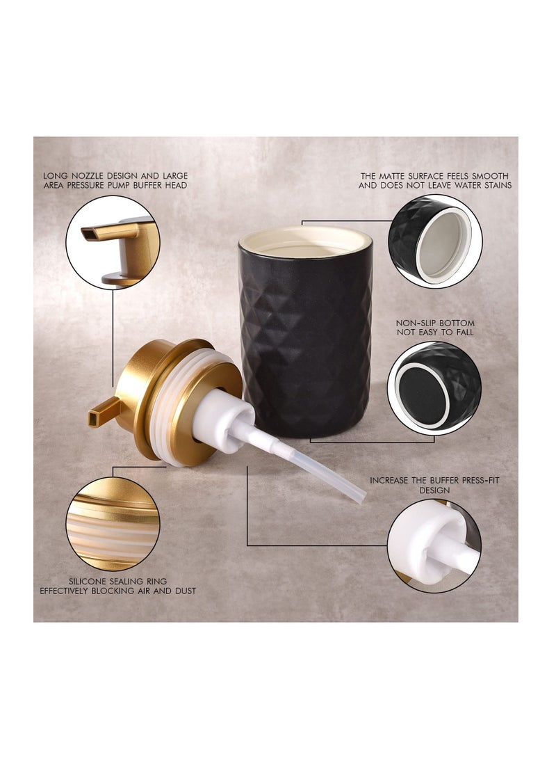 SOLARAE موزع رغوة، موزع مضخة يدوي لموزع الصابون الرغوي، موزع سائل خزفي للمطبخ والحمام، زجاجة غسل اليدين (13.5 أونصة/400 مل أسود) - Image 2