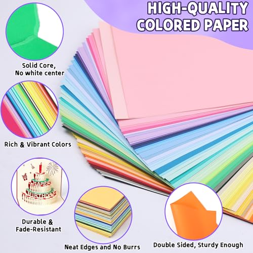 UZLU 75 Colors Colored Cardstock Paper Bulk 300 sheets 8.5 x 11", Assorted Construction Paper,180 GSM Card Stock Printer Paper for Scrapbooking, Certificates, Invitations, Card Making, DIY Crafts - Image 3