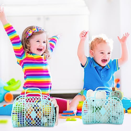 Hsei 16 Pcs Girls Jelly Purse Bags Easter Basket Reusable Jelly Beach Bag Plastic Beach Tote Gift Basket for Kid Girl(Bright Blue) - Image 4