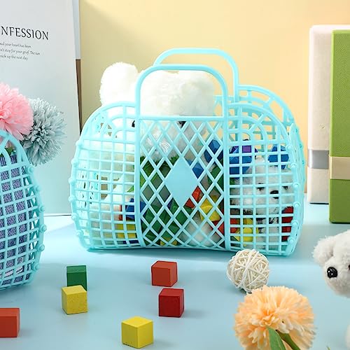 Hsei 16 Pcs Girls Jelly Purse Bags Easter Basket Reusable Jelly Beach Bag Plastic Beach Tote Gift Basket for Kid Girl(Bright Blue) - Image 3