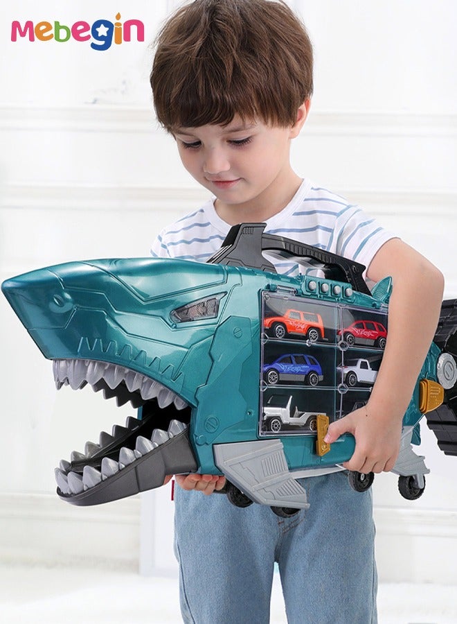 MEBEGIN Toddler Toys Cars Pull Back Toys Carstoy Shark Storage Cart Alloy Pull Back Car Racing VehiclesMini Car Toys For Kids  Includes 8 pull back Toy Cars and Sea animals - Image 1
