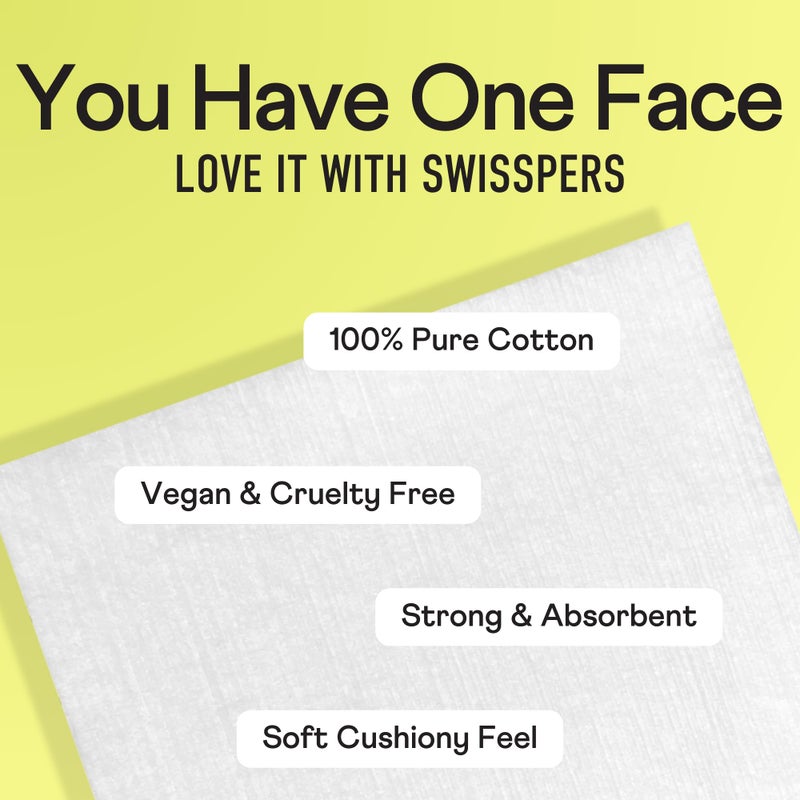 Swisspers Refresh and Reset Facial Cleansing Cotton Pads - 100% Natural Fiber, Ultra-Soft Beauty Essentials for Women & Men - Cruelty-Free, Paraben-Free Skincare Application Squares (50 Count) 3 Pack - Image 4