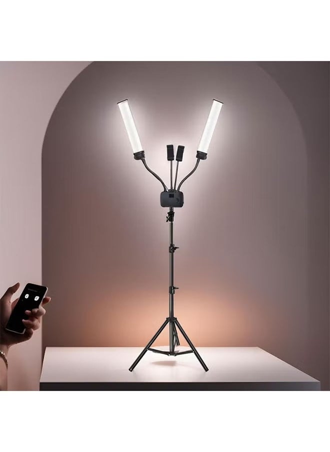 XiuWoo - 45W American Style Double Arm Light Double Tube Double Head Photography Light Beauty Light LED Shine Face Beauty Live Photo Fill Light - Image 1