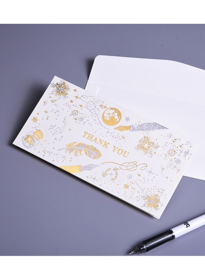 Thank You Card - (White) Elegant design, accompanied by high-quality white envelopes, suitable for wedding, birthday, thank-you occasions, and anniversary gifts.  Dimensions: 8.8 × 17.5 cm (3.5 × 7 inches). - Image 2