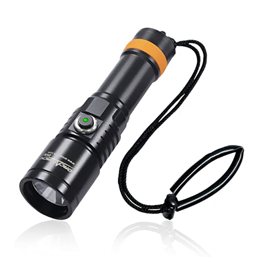 ORCATORCH D530 Scuba Dive Light, 1300 Lumens, 8 Degrees Narrow Beam Angle, Titanium Alloy Side Button Switch, 2 Lighting Modes, with Battery Indicator, for Underwater 150 Meters Diving - Image 1