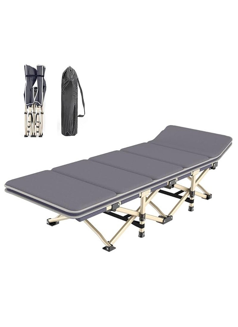 Hihonor Folding Bed Recliner,Simple Lunch Break Office Sleeping Cot Thickened cotton pad,Heavy Duty Sturdy Camp Bed Portable for indoor outdoor  - Image 1