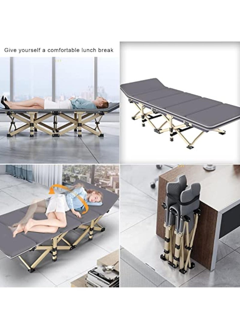 Hihonor Folding Bed Recliner,Simple Lunch Break Office Sleeping Cot Thickened cotton pad,Heavy Duty Sturdy Camp Bed Portable for indoor outdoor  - Image 5