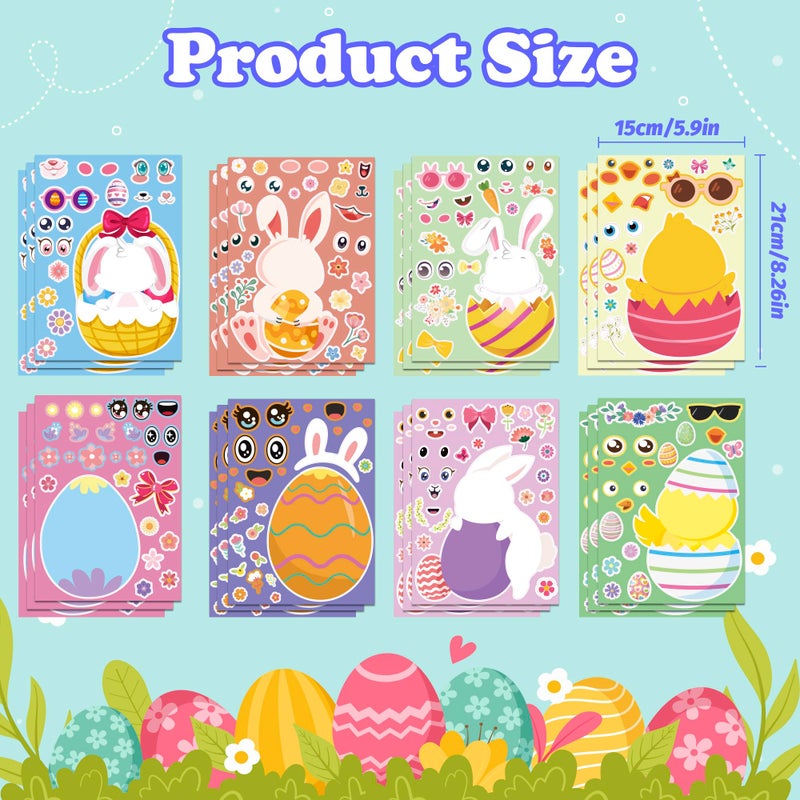 OHOME Easter Basket Stuffers - 24 Sheets Easter Crafts Stickers for Kids | DIY Happy Egg Bunny Easter Gifts Treats Games Toys Activities Decor Party Favor Supplies for Toddlers - Image 2