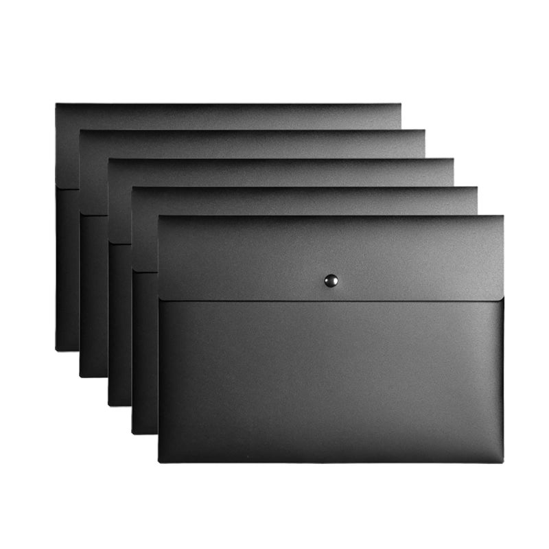 VANRA 5 Pieces A4 Envelopes Folders for Paperwork Plastic Wallets Document Organizer with Snap Button Closure A4 Letter Size (Black) - Image 1