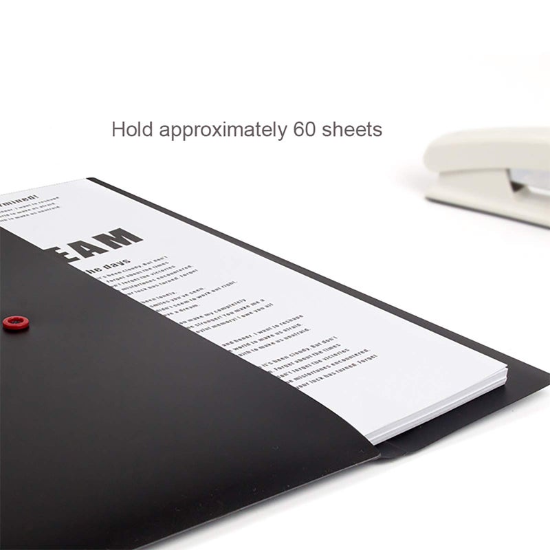 VANRA 5 Pieces A4 Envelopes Folders for Paperwork Plastic Wallets Document Organizer with Snap Button Closure A4 Letter Size (Black) - Image 4