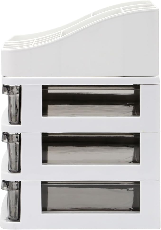 Taylor Brown Make Up Organiser Storage Drawers Large Cosmetic Organisers 13 Compartments 3 Transparent Drawers Separate Top Dressing Table Dustproof Waterproof Storage for Bedroom Bathroom
