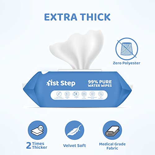 1st Step 99% Pure Water Baby Wipes with lid I Dermatologically Tested | Plant Based - 100% Biodegradable Wipes for Babies | Super Thick Polyester Free wet Wipes for Baby I Paraben Free with Aloevera & Calendula Extract | Alcohol Free Baby wipes |72 pcs/Pack - Pack of 2 Combo - 144 Wipes - Image 4