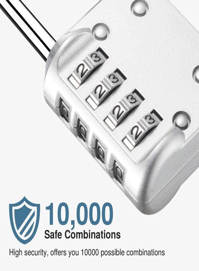 بوروما قفل Puroma ثنائي بطول 2.6 بوصة، قفل مركب بأربعة أرقام، مقاوم للماء للاستخدام الخارجي، مناسب لأقفال الخزائن، وخزائن الأدوات الرياضية، والأسوار، والبوابات، وصناديق الأدوات، والحقائب، ووحدات التخزين، والخزائن (فضي وأسود) - Image 3