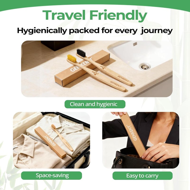 genkent 12 Counts Ultra Soft Bamboo Toothbrushes, Eco Friendly Natural Toothbrushes for Sensitive Gums, BPA Free Soft Bristles for Adults & Kids - Image 5