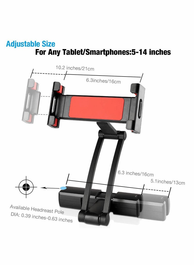 Excefore Car Headrest Tablet Mount Holder,[Travel Companion] 360° Rotation iPad Car Holder Back Seat for Tablets, Cell Phone and More 4.7-12.9" Devices, All from 5”-13”-Black - Image 5