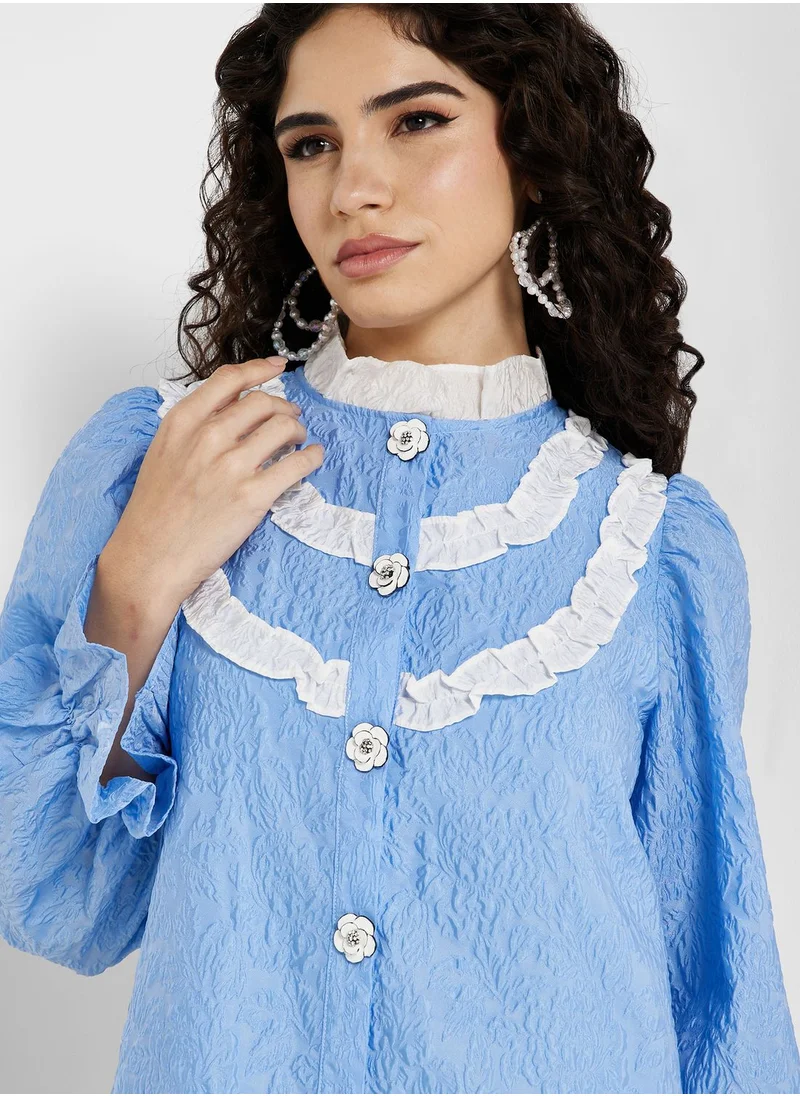 sister jane Textured Ruffle Mini Dress