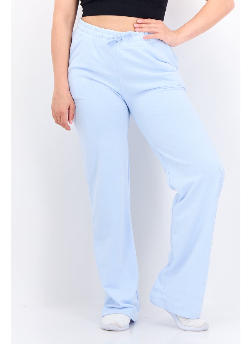 Juicy Couture Women Regular Fit Embroidered Logo Straight Leg Pants, Light Blue  - Image 1
