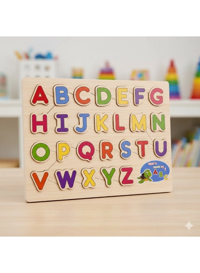 بازل خشب الحروف الانجليزية ا للأطفال – لعبة تعليمية لتنمية المهارات وتعليم الأبجدية – قطع ملونة ثلاثية الأبعاد مع أماكن مخصصة لكل حرف متعدد الالوان - Image 3