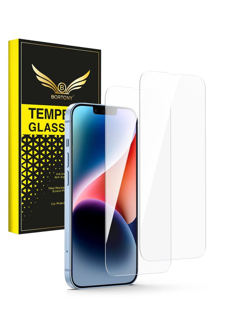 BORTONY Pack of 2 Tempered Glass Screen Protector for 14 Plus/13 Pro Max 6.7 Inch Easy Installation Bubble Free HD Clear Scratch Resistant Anti-Fingerprint Full-Screen Coverage Compatible with Apple iPhone 14 - Image 1