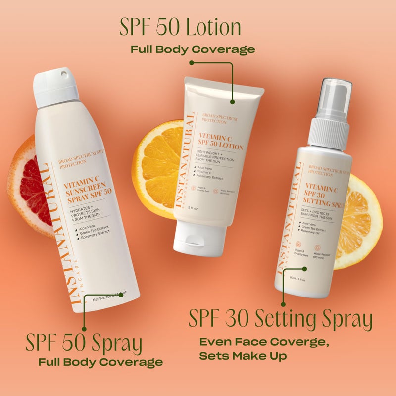 InstaNatural Skin Care Vitamin C SPF 50 Broad Spectrum Sunscreen Spray, Brightens & Hydrates, UVA, UVB Sun Protection Sunblock, with Aloe Vera & Botanicals, Aerosol Bottle, 5.5 Fl Oz - Image 5
