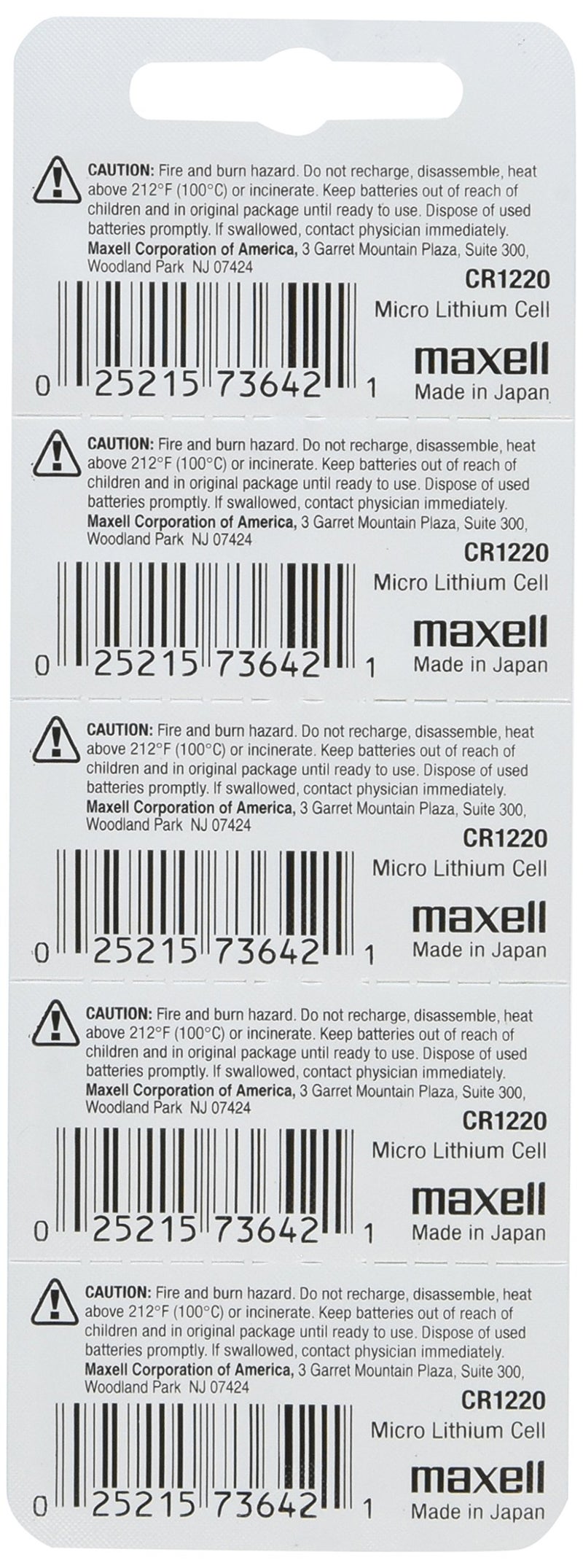 Maxell CR1220 3V Lithium Coin Cell Watch Batteries (5-Pack) - Image 2
