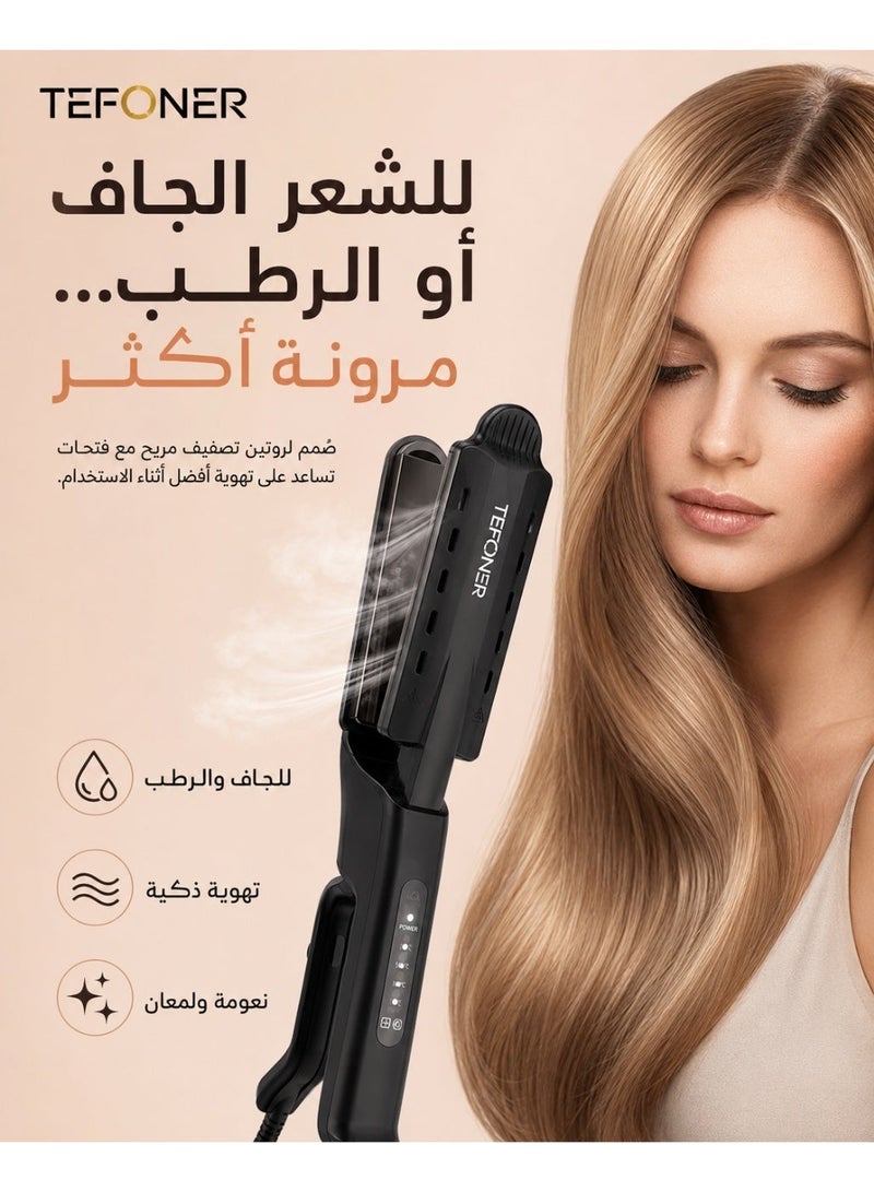تيفونر مكواة شعر 2 في 1 من TEFONER – جهاز تمليس وتجعيد احترافي بدرجة حرارة سريعة لتصفيف شعر مثالي في دقائق تصفيف شعر مكواة مكواة شعر مصفف الشعر مصفف شعر جهاز كي وفرد شعر استشوار استشوار شعر استشوار شعر سيراميك - Image 2