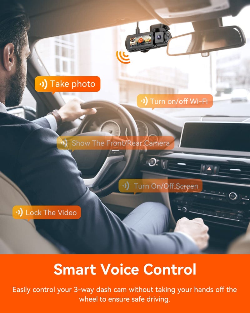 Vantrue N4 Pro 3 Channel 4K WiFi Dash Cam, STARVIS 2 IMX678 x PlatePix™ x HDR Night Vision, 4K+1080P+1080P Front Inside and Rear Car Camera, Voice Control, GPS, 24H Parking Mode, Support 512GB Max - Image 5