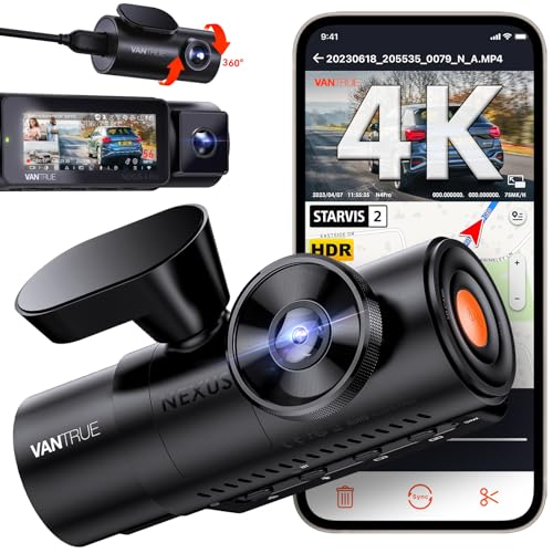 Vantrue N4 Pro 3 Channel 4K WiFi Dash Cam, STARVIS 2 IMX678 x PlatePix™ x HDR Night Vision, 4K+1080P+1080P Front Inside and Rear Car Camera, Voice Control, GPS, 24H Parking Mode, Support 512GB Max - Image 1