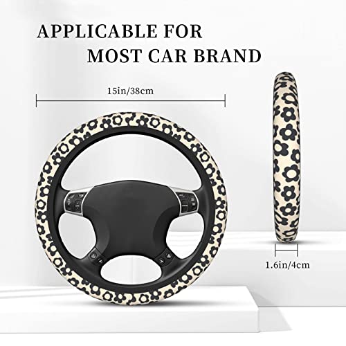 YANGDADA Flowers Vintage Groovy Steering Wheel Cover Universal 15 Inch Cute Car Accessories Protector for Women Men - Image 5
