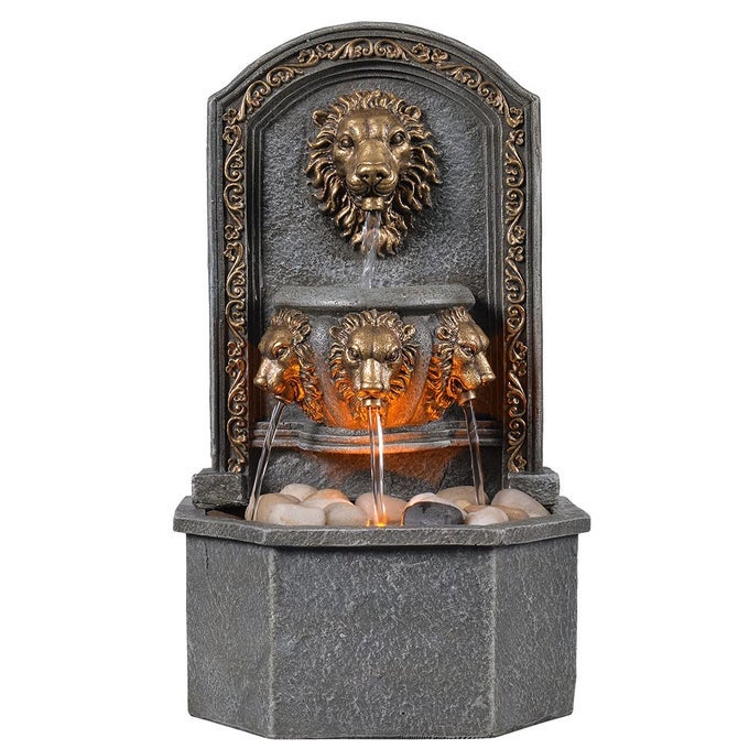 103 INCHES TALL TABLETOP FOUNTAIN CLASSIC LION HEAD POLYRESIN INDOOR ZEN WATERFALL FOUNTAIN WCOBBLESTONE SOOTHING SOUNDS FOR OFFICE AND HOME DECOR