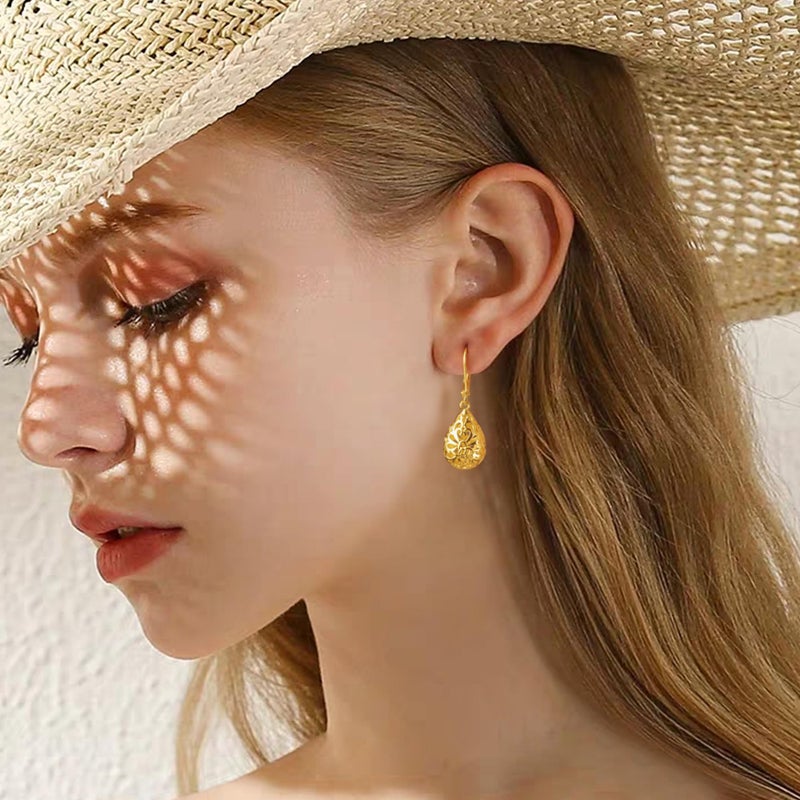 LANCHARMED Teardrop Dangle Earrings for Women.14K Gold Teardrop Waterdrop Leverback Dangle Earrings.Hypoallergenic Earring Jewelry - Image 5