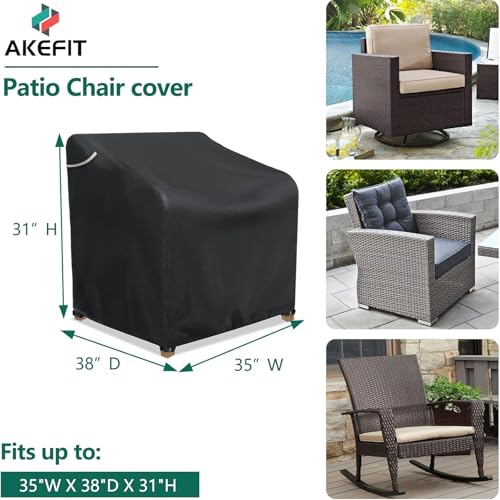 AKEfit Patio Chair Covers for Outdoor Furniture Waterproof 2 PackHeavy Duty Outdoor Chair Covers Waterproof for Lawn Lounge Seat Wicker AdirondackRocking ChairsBlack35Wx38Dx31H inches - Image 3