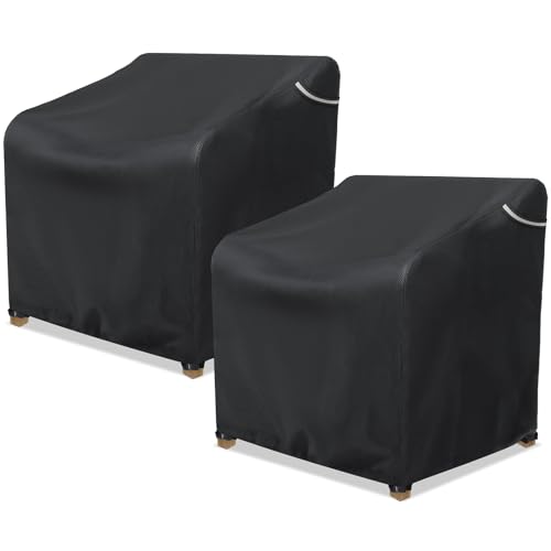 AKEfit Patio Chair Covers for Outdoor Furniture Waterproof 2 PackHeavy Duty Outdoor Chair Covers Waterproof for Lawn Lounge Seat Wicker AdirondackRocking ChairsBlack35Wx38Dx31H inches - Image 1