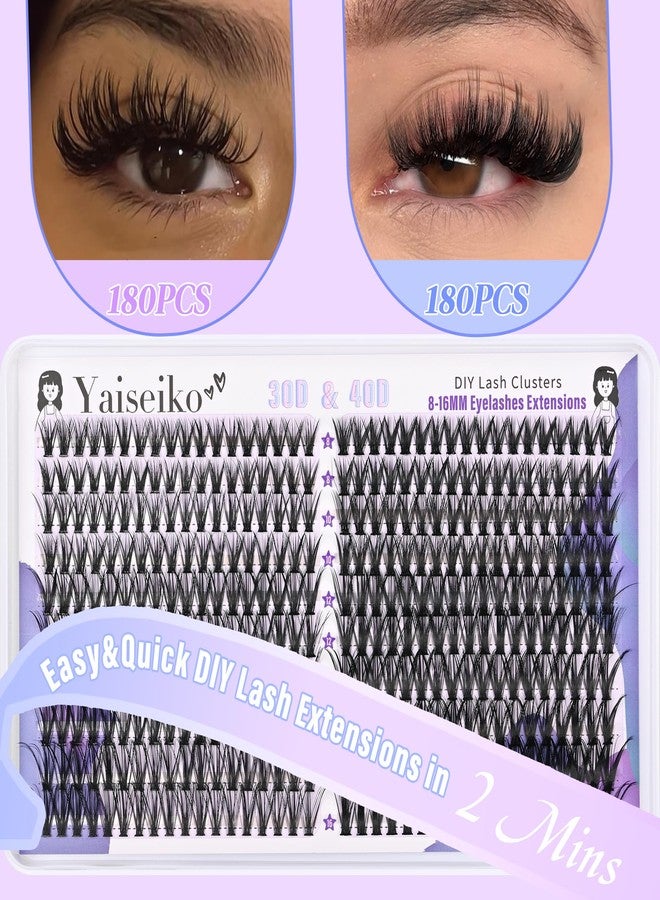 Yaiseiko Natural Lash Clusters Individual Lashes 360pcs Cluster Eyelash Extensions 8-16MIX DIY Lash Extension D Curly 30D+40D Wispy Eyelashes Clusters,by Yaiseiko(30D&40D, 0.05D, 8-16mm,No Glue) - Image 4