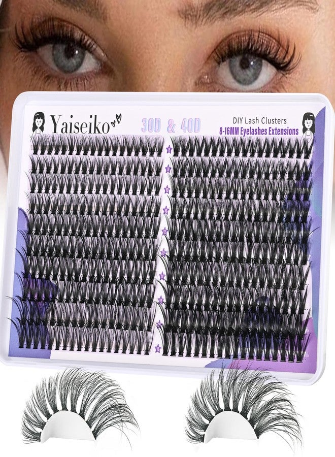 Yaiseiko Natural Lash Clusters Individual Lashes 360pcs Cluster Eyelash Extensions 8-16MIX DIY Lash Extension D Curly 30D+40D Wispy Eyelashes Clusters,by Yaiseiko(30D&40D, 0.05D, 8-16mm,No Glue) - Image 1