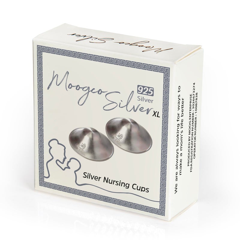 Moogco The Original Silver Nursing Cups - Nipple Shields for Nursing Newborn - Breastfeeding Essentials - Newborn Essentials Must Haves - Nipple Covers Breastfeeding - 925 Silver (X-Large) - Image 4