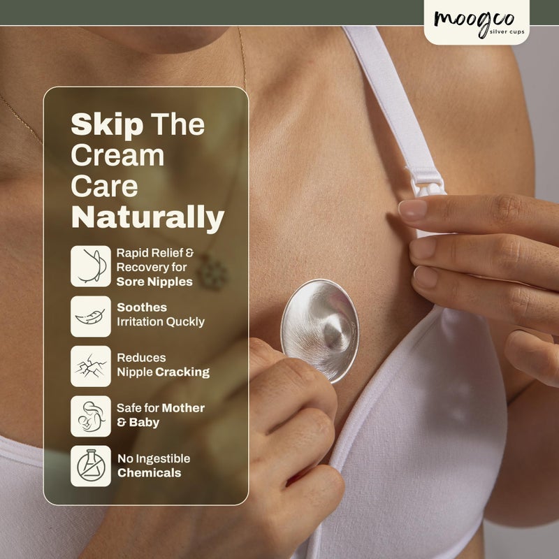 Moogco The Original Silver Nursing Cups - Nipple Shields for Nursing Newborn - Breastfeeding Essentials - Newborn Essentials Must Haves - Nipple Covers Breastfeeding - 925 Silver (X-Large) - Image 3
