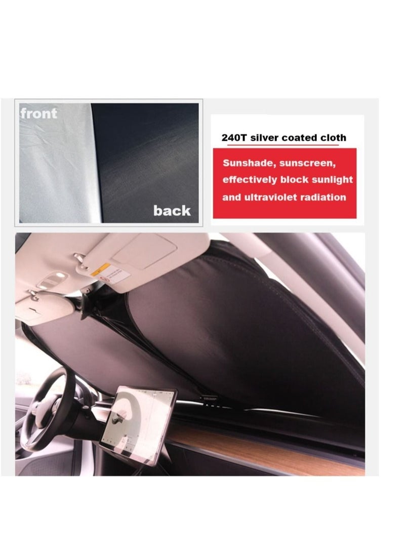 Tesla Car Front Windshield Sunshade, Window Sunshade Visor Sun Blocker, UV Ray Protection Auto Parasol - Image 2