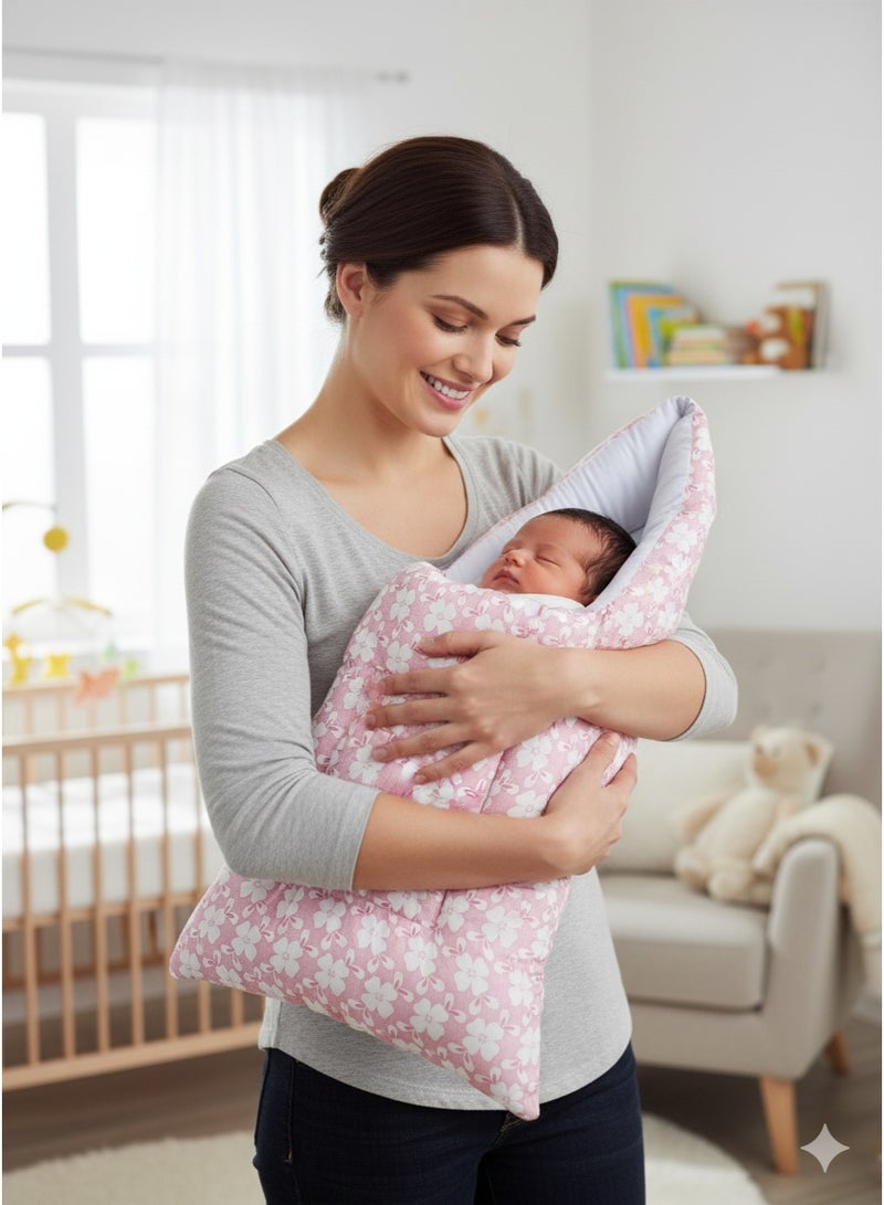 Little Bee LittleBee 3 in 1 Baby bed, Sleeping Bag and Carrying Nest, Cotton New Born Bedding (0-6 Months) (Pink Floral) (Light Weight),1 pack . - Image 1
