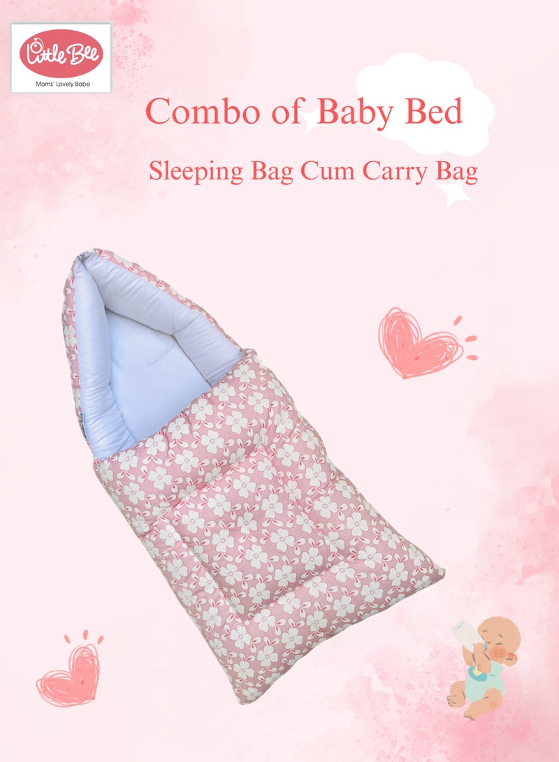 Little Bee LittleBee 3 in 1 Baby bed, Sleeping Bag and Carrying Nest, Cotton New Born Bedding (0-6 Months) (Pink Floral) (Light Weight),1 pack . - Image 2