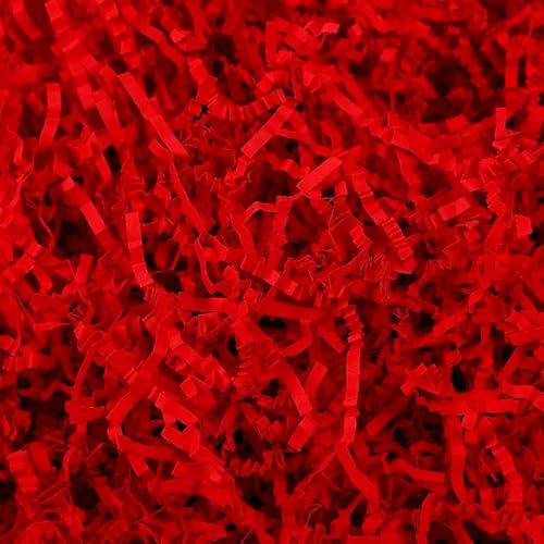 UoeRing Crinkle Cut Paper Shred Filler-4 OZ-Red Shredded Paper for Gift Wrapping Baskets Bag Easter Grass Gift Boxes Filler - Image 1