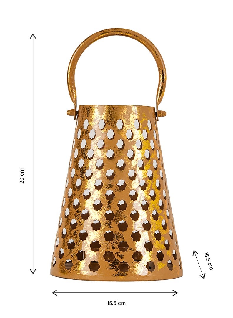 Hilalful HilalFul Petals Carved Golden Decorative Candle Holder Lantern | For Home Decor in Eid, Ramadan, Wedding | Living Room, Bedroom, Indoor, Outdoor Decoration | Islamic Themed | Moroccan  - Image 3