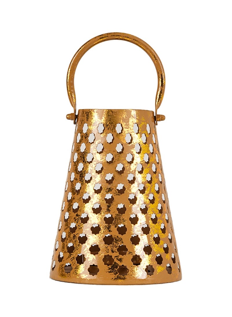 Hilalful HilalFul Petals Carved Golden Decorative Candle Holder Lantern | For Home Decor in Eid, Ramadan, Wedding | Living Room, Bedroom, Indoor, Outdoor Decoration | Islamic Themed | Moroccan  - Image 1