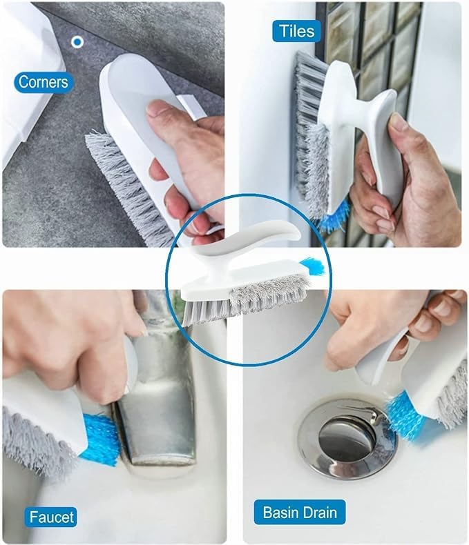 VIDORA 4 in 1 Tile Grout Cleaner Brush with Squeegee, V-Shape Gap Scrub Brush Crevice Cleaning Brush Tools, Multifunctional scrubbing Floor Brush for Cleaning Corner,Window,Sink,Kitchen - Image 2