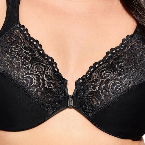 Glamorise Full Figure Plus Size Wonderwire Front-Closure Bra Underwire #1245 Black - Image 2