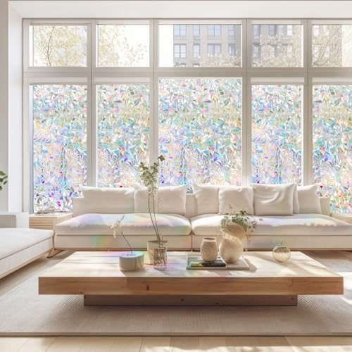 Hilarious Rainbow Privacy Window Film, Stained Window Vinyl, 3D Decorative Decals Removable, Static Cling Tint Film, Window Clings for Glass Windows, Non-Adhesive (11.8'' x 78.7'') - Image 3