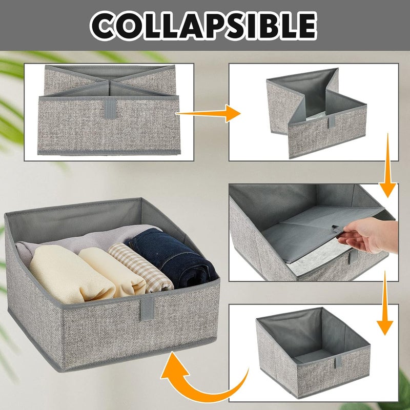 Queekay 12 Pcs Closet Baskets Trapezoid Storage Bins Closet Storage Bins Foldable Fabric Bins Closet Shelf Organizer Bins Storage Box for Clothes Books Baby Toiletry Dvd Toys Towel 114 x 114 x 79 Inch - Image 4