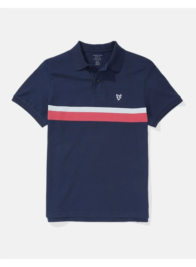 American Eagle Striped Logo Polo