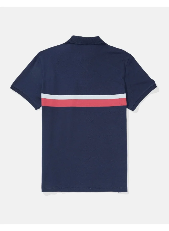 American Eagle Striped Logo Polo